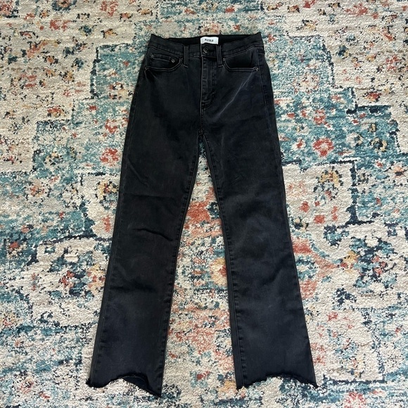 pistola Denim - Pistola high rise raw hem cropped black jean size 26
